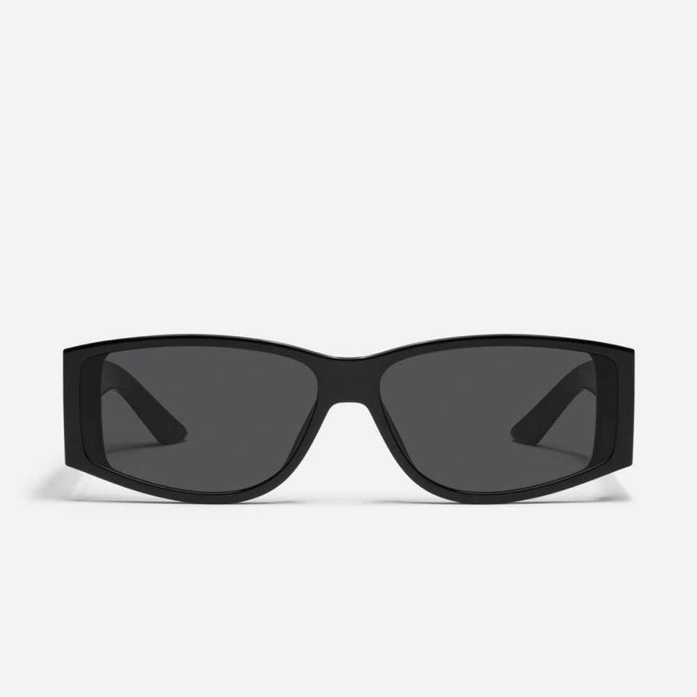 Quay Australia Not My Fault Matte Black Slim Rectangular Sunglasses